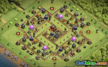 TH10 Trophy Base: Anti 3 Stars Hybrid Design - Clash of Clans #24899