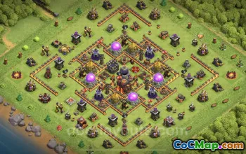 TH10 Trophy Base with Link: Anti Air/Dragon Hybrid COC #25147