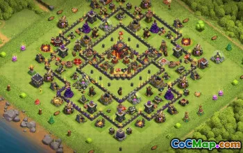 town hall 10, trophy/war base layout #34032