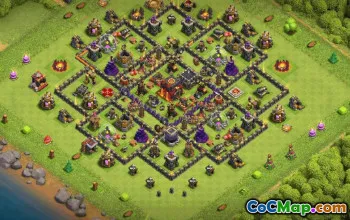 town hall 10, trophy/war base layout #34443