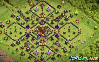 town hall 10, trophy/war base layout #36006