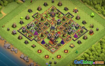 town hall 10, trophy/war base layout #39998