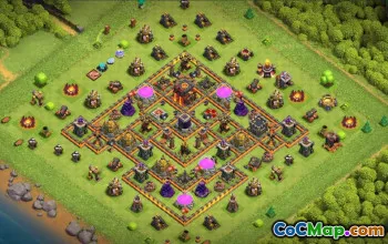 town hall 10, trophy/war base layout #40068