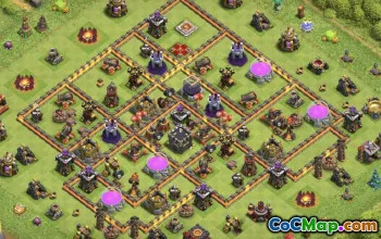 town hall 10, trophy/war base layout #41092