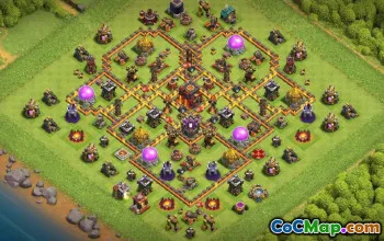 town hall 10, trophy/war base layout #42030