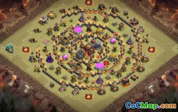 town hall 10, trophy/war base layout #43411