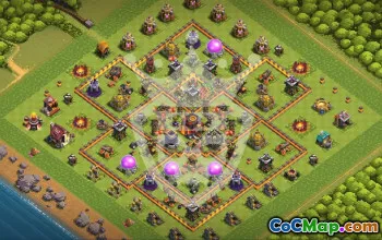 town hall 10, trophy/war base layout #48043