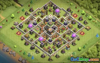 TH11 Farming Base: Anti 3 Stars Hybrid Design for COC #25256