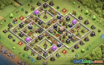 TH11 Farming Base - Anti 3 Stars Hybrid Layout for COC #25335