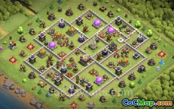 TH11 Farming Base - Anti Everything Hybrid Layout - COC #25321