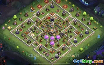 TH11 Farming Base Link: Anti 2 Stars Hybrid - Clash of Clans #25326