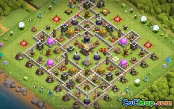 TH11 Hybrid Farming Base - Anti Everything Layout 2024 #20068