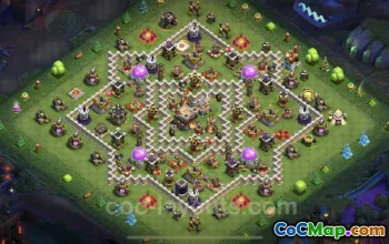TH11 Hybrid Trophy Base with Link - Clash of Clans #25284