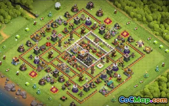town hall 11, trophy/war base layout #40525