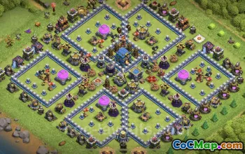 TH12 Farming Base - Anti 3 Stars Hybrid Design | COC #25480
