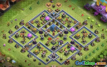 TH12 Farming Base: Anti 3 Stars Hybrid Layout - COC Link #20742