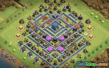TH12 Farming Base | Hybrid & Anti Everything Design - COC #20832