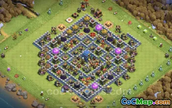 TH12 Farming Base with Link | Anti 3 Stars Hybrid Design #25522