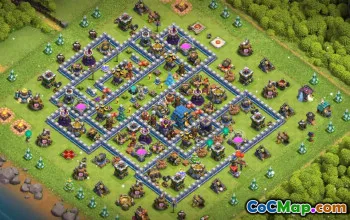 town hall 12, trophy/war base layout #40835
