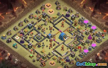 town hall 12, trophy/war base layout #43064