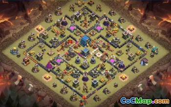 town hall 12, trophy/war base layout #43339