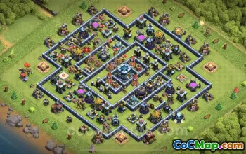 TH13 Farming Base with Link - Anti 3 Star Hybrid Design #25817