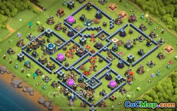TH13 Hybrid Defense Base for Trophy Collection - Clash of Clans #21015