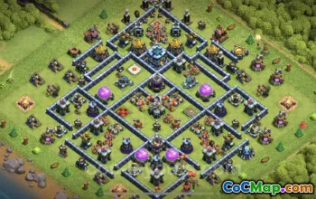 TH13 Hybrid Farming Base - Anti Everything - COC Layout #21377
