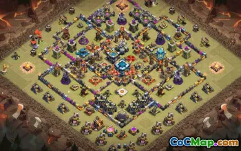 town hall 13, trophy/war base layout #34001