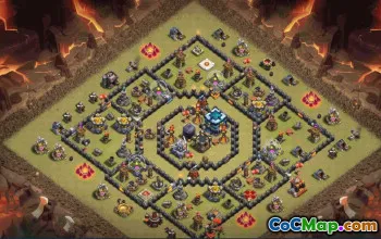 town hall 13, trophy/war base layout #34003