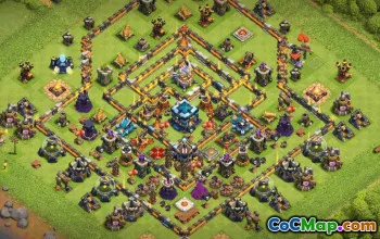 town hall 13, trophy/war base layout #38078
