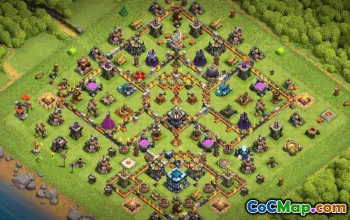 town hall 13, trophy/war base layout #38314