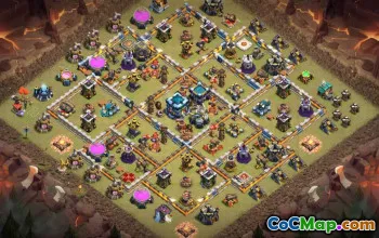 town hall 13, trophy/war base layout #42088