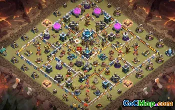 town hall 13, trophy/war base layout #43390