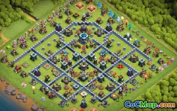 town hall 13, trophy/war base layout #43510