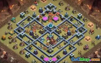town hall 13, trophy/war base layout #48397