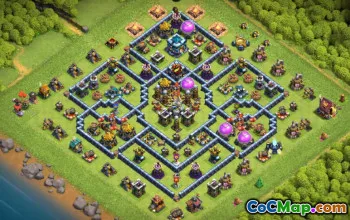 town hall 13, trophy/war base layout #49897