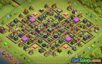 TH14 Defense Trophy Base with Link | Hybrid Clash of Clans 2025 #52471