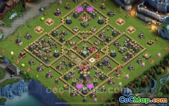 TH14 Farming Base - Anti Everything Layout & Link - COC #21458