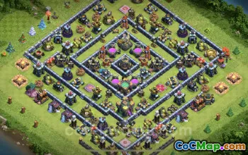 TH14 Farming Base Link: Hybrid Anti-Air Design - COC #21581