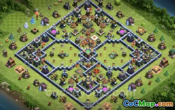 TH14 Trophy Base with Link: Hybrid & Anti-Air Defense #26033