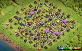 town hall 14, trophy/war base layout #38576