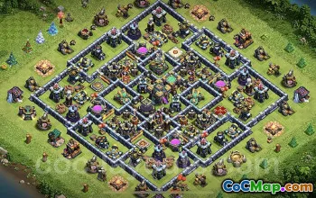 town hall 14, trophy/war base layout #40096