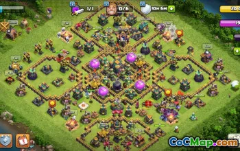 town hall 14, trophy/war base layout #41355