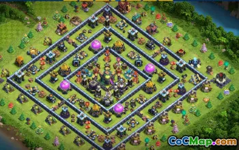 town hall 14, trophy/war base layout #48533