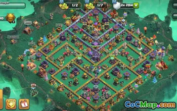 town hall 15, trophy/war base layout #50001