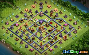town hall 16, trophy/war base layout #41380