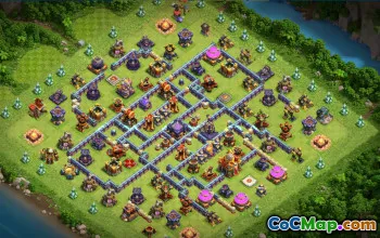 town hall 16, trophy/war base layout #41394