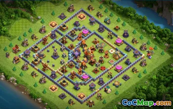 town hall 16, trophy/war base layout #41423