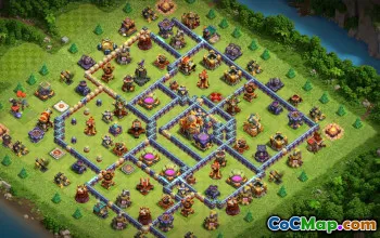 town hall 16, trophy/war base layout #41692